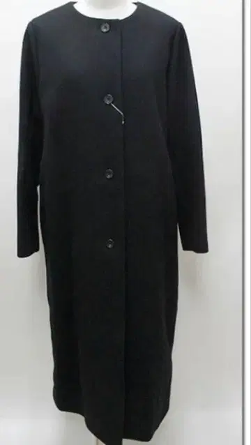 HARRISS 울 노카라 롱 코트 블랙