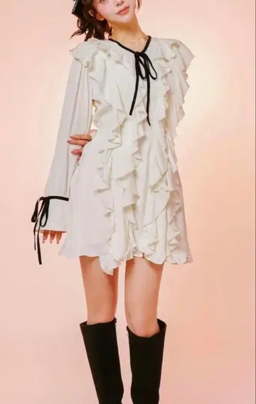 다리치 더블 프릴 미니 원피스 FL