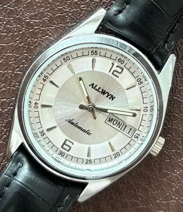 빈티지 손목시계 ALLWYN 기계식 자동 와인딩 남성용 손목시계