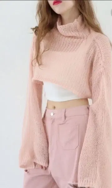 epine 핑크 하이넥 니트