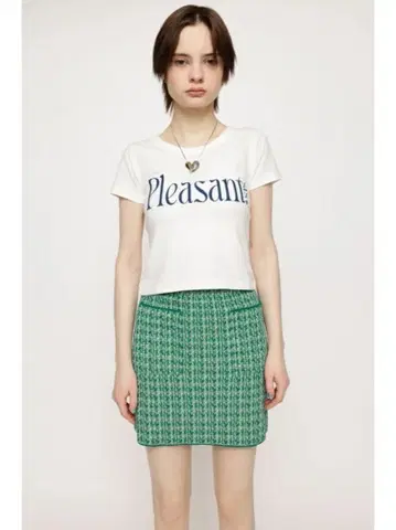 sly 니트 트위드 스커트 그린