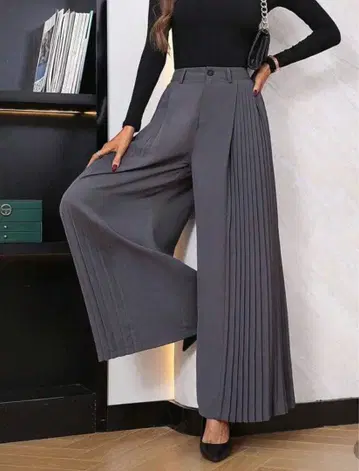 플리츠 와이드 팬츠