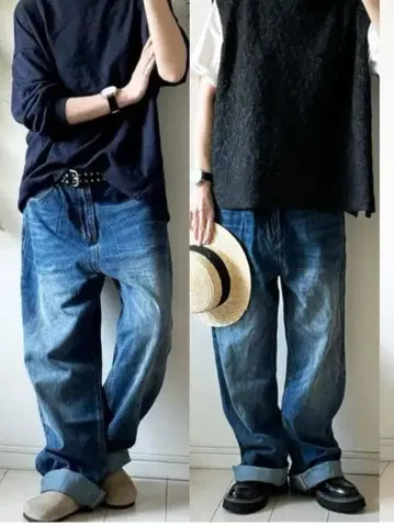 나나톤 빈티지풍 와이드 데님