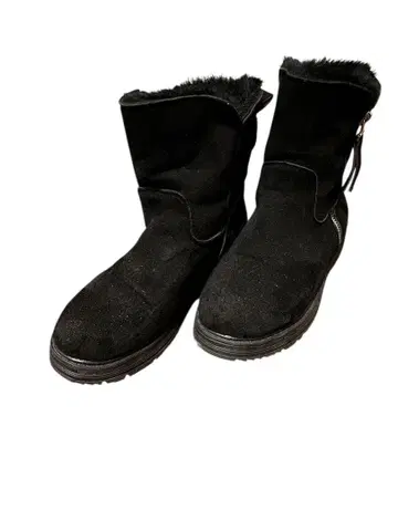 블랙 스웨이드풍 어그 부츠 지퍼 포함