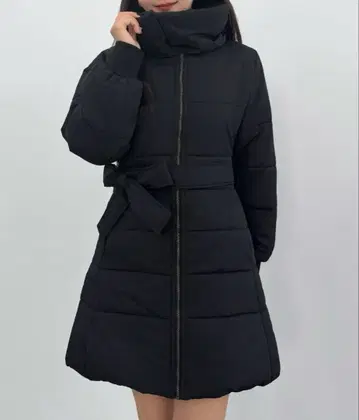 CENEA 2way 프론트 지퍼 미들 충전솜 코트 블랙