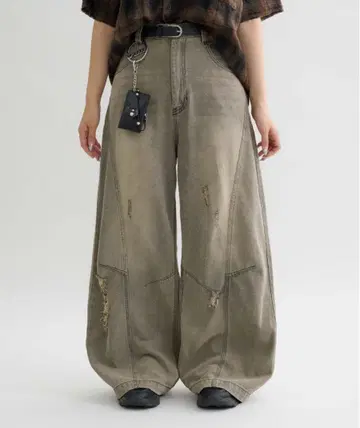 Curve damage denim pants / 커브 데미지 데님 팬츠