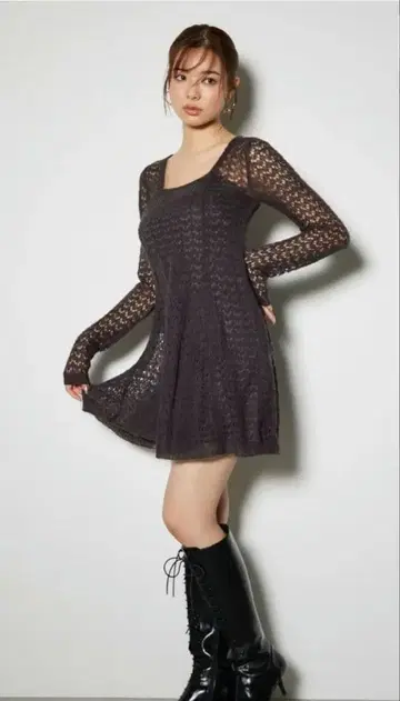 [택 포함 새상품] rienda 니트 미니 원피스