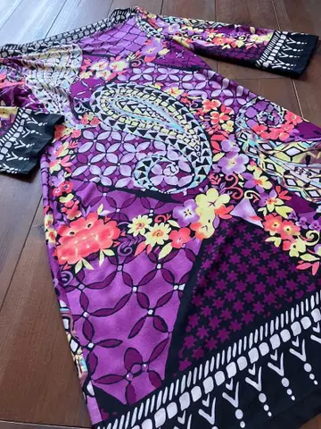 eci NewYork 프린트 원피스 꽃무늬 무릎 기장 원피스 보라색