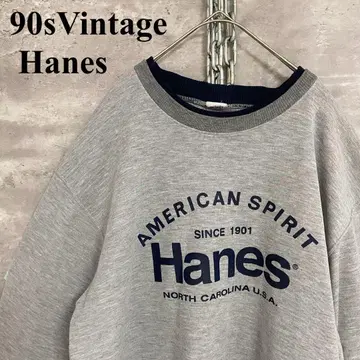 90s 구제 의류 Hanes 헤인즈 센터 로고 맨투맨 트레이닝복 그레이