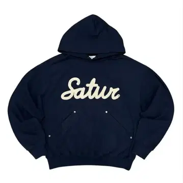 SATUR 네이비 후드 부착 후드티