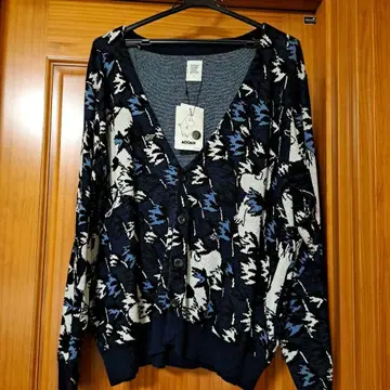 ADOSS 긴팔 가디건 네이비 패턴