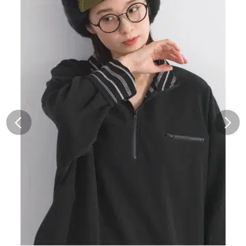 Lupilien 플리스 본딩 하프 지퍼 풀오버 블랙