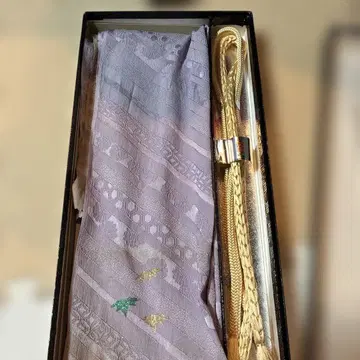 연보라색 오비 장식 천 크림색 허리띠