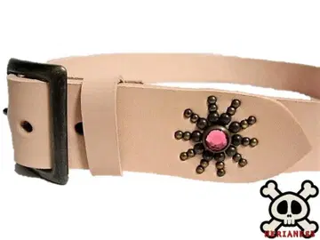 도치기 가죽 엔드 온리 스터드 벨트 내추럴 (핑크 스포트) VT