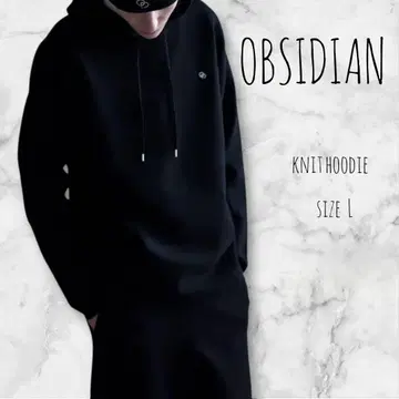 OBSIDIAN 옵시디언 하이 게이지 울 니트 후디 사이즈 L 블랙