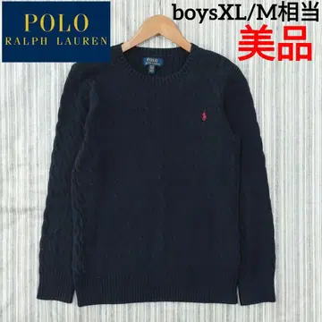 새상품급 랄프 로렌 케이블 짜임 코튼 스웨터 네이비 XL/M 상당
