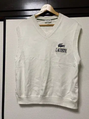 LACOSTE 화이트 V넥 베스트 US S
