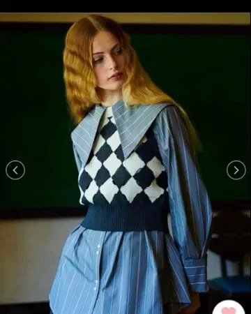 미사용 FURFUR 아가일 베스트 니트