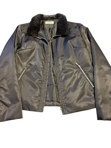 블랙 나일론 자켓 퍼 옷깃