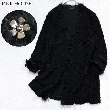 핑크하우스 INGEBORG 레이스 리본 복슬복슬 샤기 자켓