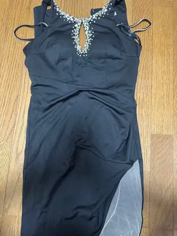 JEWELS 블랙 드레스 M 비쥬 장식