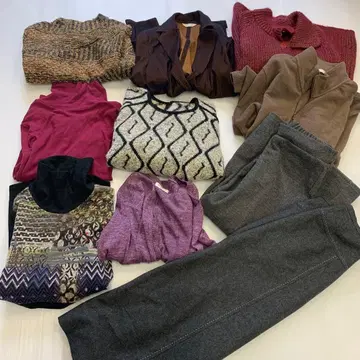 여성용 미세스 니트 티셔츠 자켓 팬츠 스커트 세트