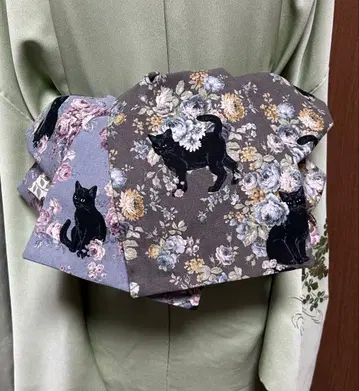 어른용 헤코비, 고양이, 꽃무늬 리버서블 긴 길이