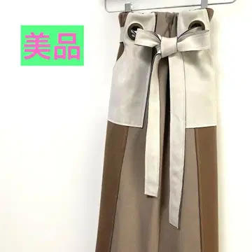 새상품급 리본 포함 타이트 스커트 베이지 브라운 롱 스커트 핑크스