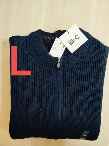 새상품 유니클로C 크루넥 풀 집업 가디건 네이비 L 사이즈