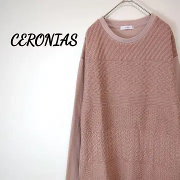 새상품급 CERONIAS 세로니아스 뜨개질 디자인 긴팔 스웨터 핑크 L