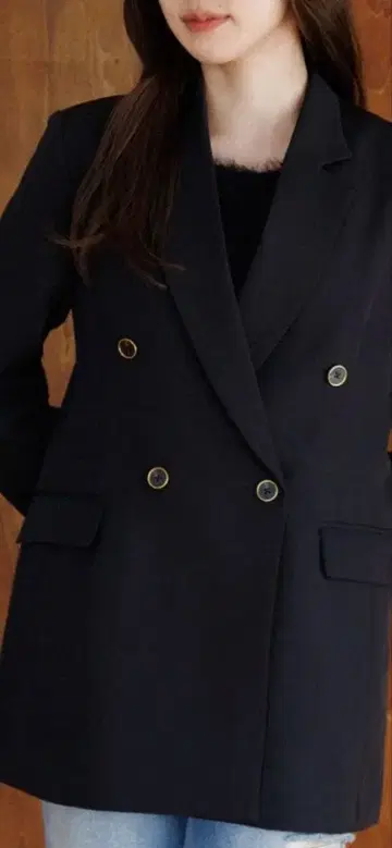 SENEE 더블 테일러드 자켓 블랙 당일 발송