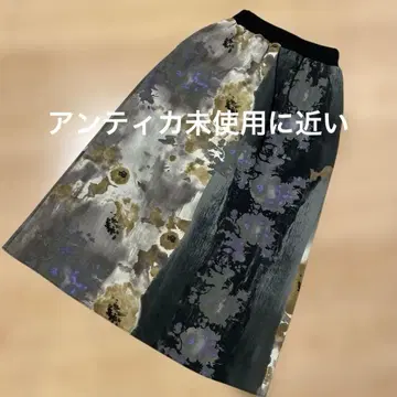 안티카 거의 미사용 아트 패턴 꽃무늬 롱 스커트 그레이/블랙/보라색