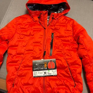 워크맨 에어로 스트레치 오렌지 컬러 후드 부착 퀼팅 자켓 M