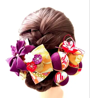 니시진 비단 리본과 쓰마미자이쿠 머리 장식 (618)