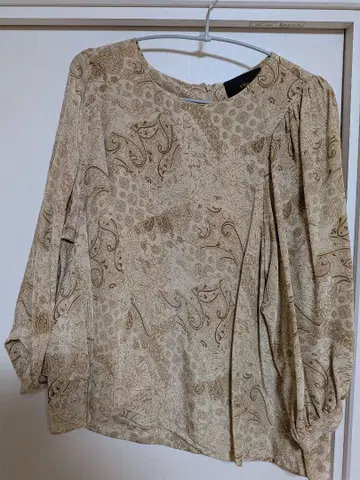 Ships 페이즐리 무늬 긴팔 블라우스 실크 100%