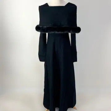 GRL 퍼 케이프풍 오프숄더 니트 원피스[an1538] 블랙 L