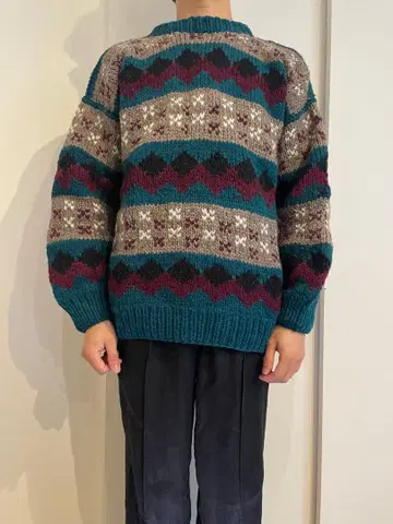 터콰이즈 니트 스웨터