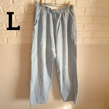 라이트 블루 데님 와이드 팬츠 [ L ] 허리밴딩