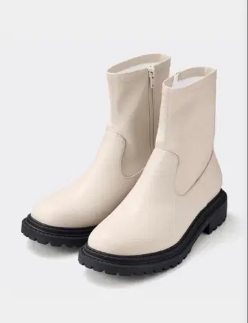 화이트 가죽 사이드 고어 부츠