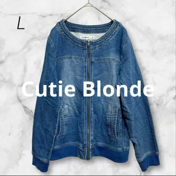 큐티 블론드 자켓 블루종 데님 캐주얼 뷰티 고급 L