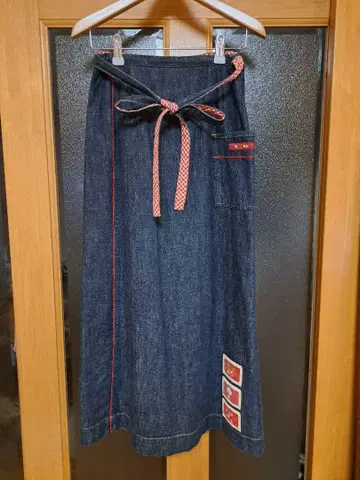 PINK HOUSE 데님 허리 리본 롱 스커트