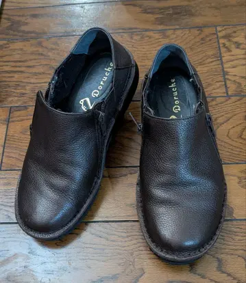 돌체 다크 브라운 가죽 로퍼 지퍼 포함