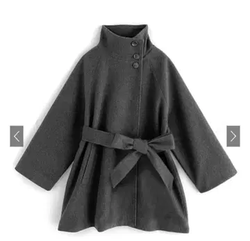 [ 완판템 ] 리본 벨트 부착 스탠드 카라 코트 GRL ze778 차콜