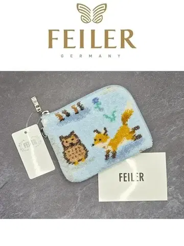 FEILER 윈터 애니멀즈 L자 미니 파우치 페일 블루