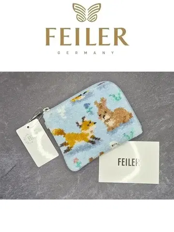 FEILER 윈터 애니멀즈 L자 미니 파우치 페일 블루