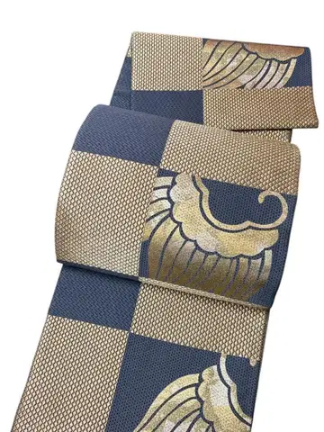 A16 새상품급 후쿠로 오비 금은사 순수 실크 기모노