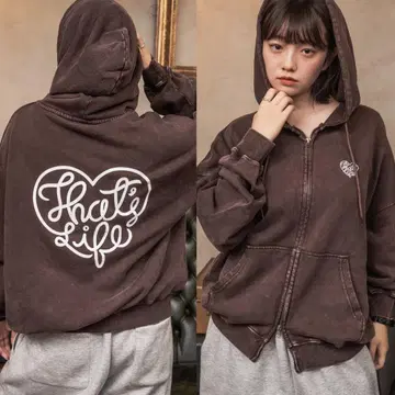 That's Life 브라운 집업 후드티