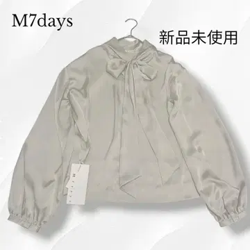 새상품 24 모델 M 7days 보타이 블라우스 2way 새틴 원단