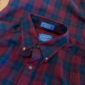 PENDLETON 펜들턴 빨간색 네이비 체크 버튼 다운 긴팔 셔츠 90s