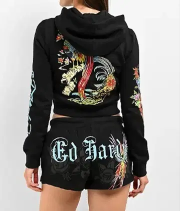 에드 하디 피닉스 Y2K 블랙 후디